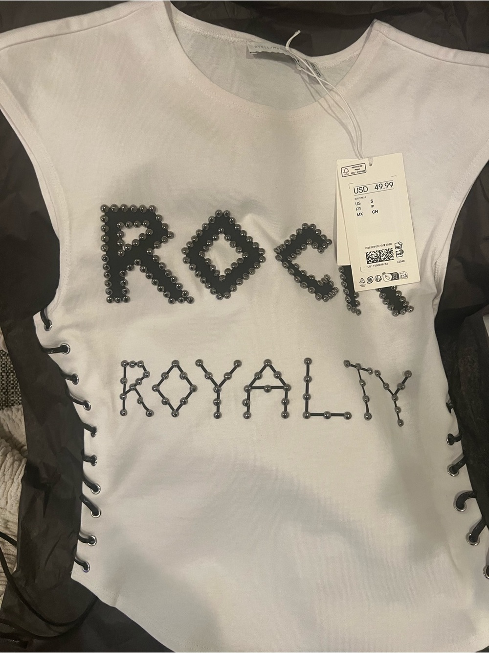 Rock Royalty Lace-Up White Tank Top - Picture 4 of 4